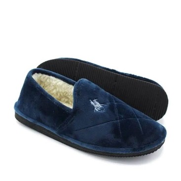 Zapatillas casa hombre cerradas azul marino con interior de pelo