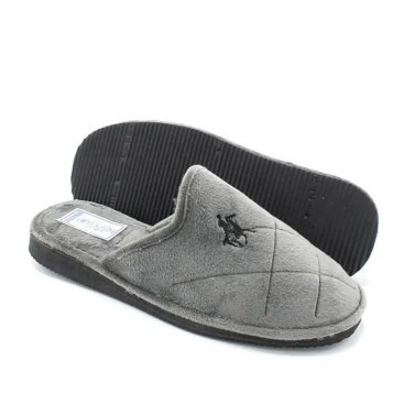 Zapatillas andar por casa hombre grises abiertas por detrás con suela negra