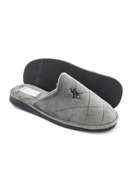 Zapatillas andar por casa hombre grises abiertas por detrás con suela negra