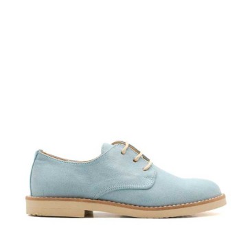 Zapatos comunión niño azul claro estilo blucher con cordones