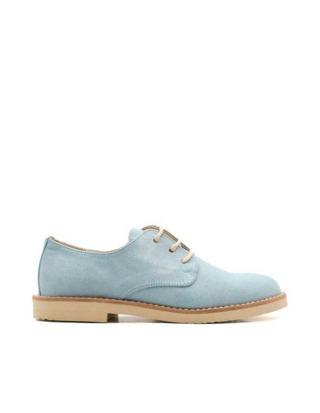 Zapatos comunión niño azul claro estilo blucher con cordones