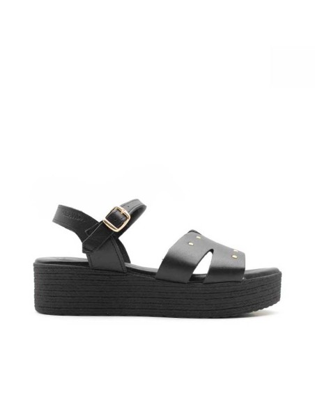 sandalias plataforma negras tachuelas de piel
