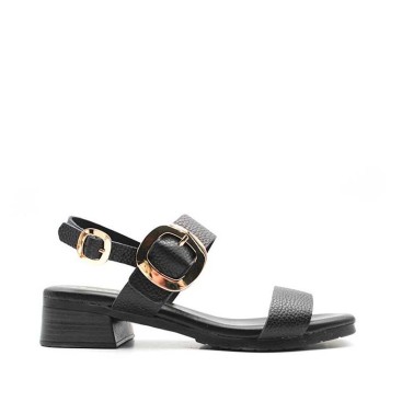 Sandalias de mujer negras con tacón cómodo