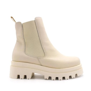 botines track mujer beige de piel