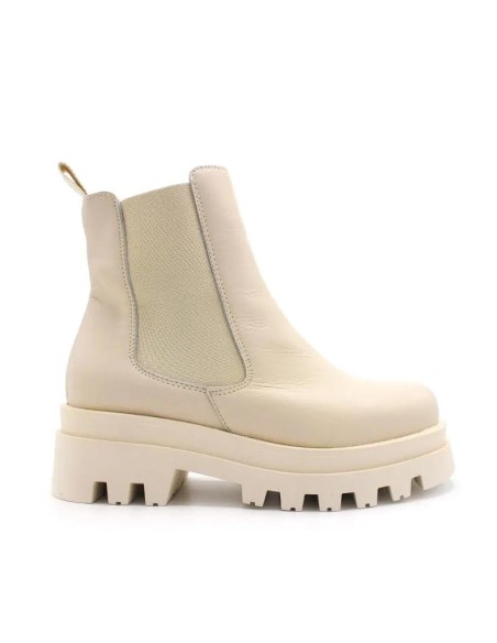 botines track mujer beige de piel