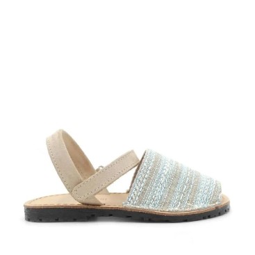 menorquinas infantiles de lino azules y beige