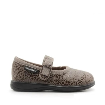 merceditas de niña taupe de piel