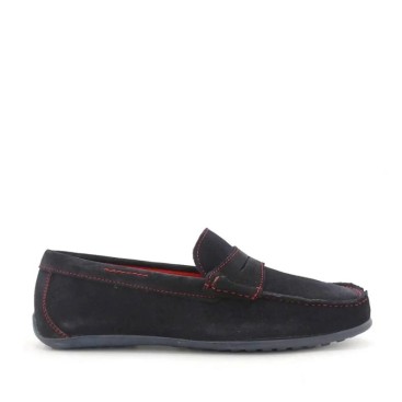 mocasines azul marino de piel serraje para hombre