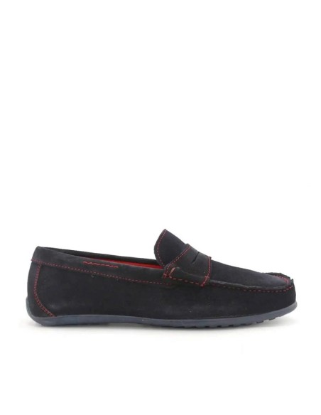 mocasines azul marino de piel serraje para hombre