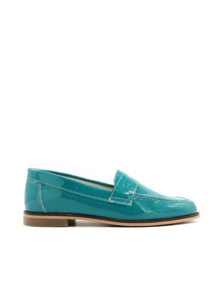 mocasines turquesa de charol