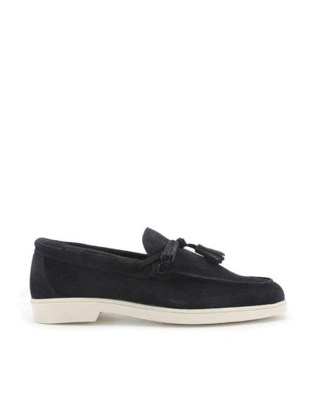 mocasines azul marino con borlas de piel serraje