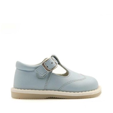 zapato pepito de piel azul celeste para niño