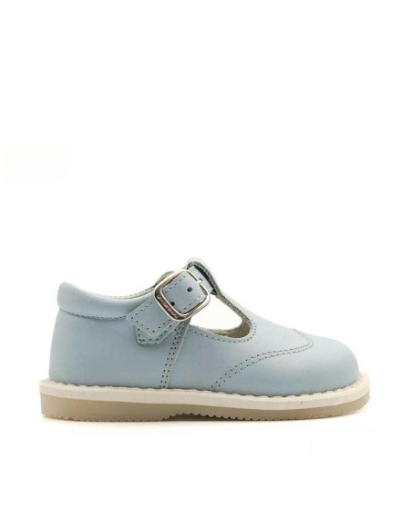 zapato pepito de piel azul celeste para niño