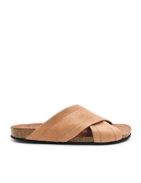 sandalias hombre camel de piel