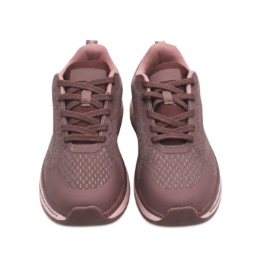 Zapatillas deportivas mujer rosa empolvado vistas de frente con cordones