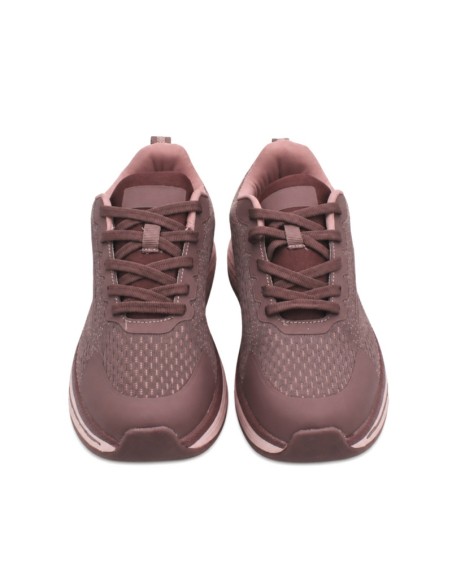 Zapatillas deportivas mujer rosa empolvado vistas de frente con cordones