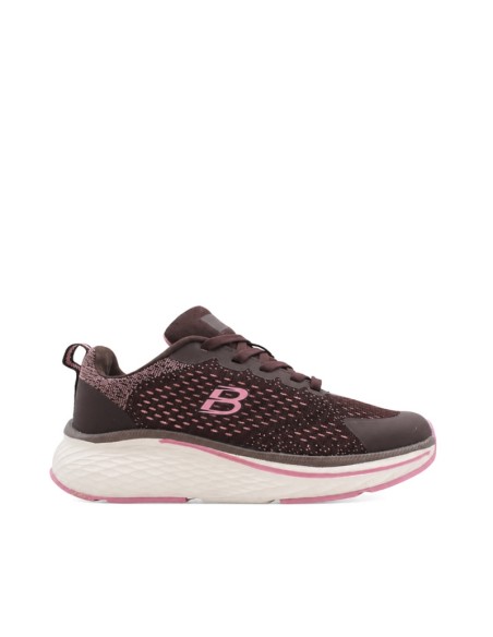 Zapatilla Duo Comfort marrón de mujer, vista lateral con tejido calado
