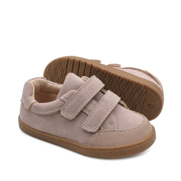 Bambas respetuosas niña rosas con doble velcro y suela flexible caramelo