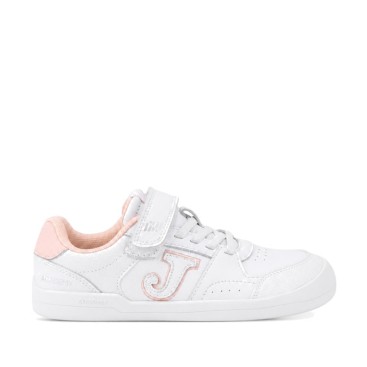 Joma Academy Barefoot niña blanca con detalles rosa vista lateral