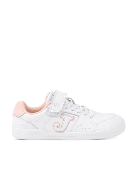 Joma Academy Barefoot niña blanca con detalles rosa vista lateral