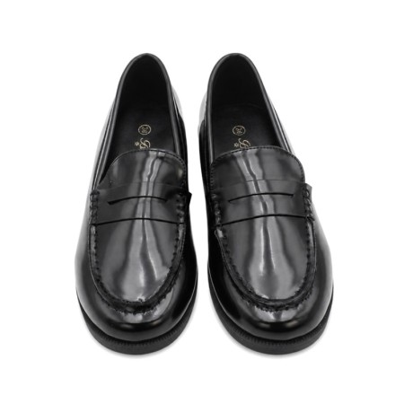 Zapatos castellanos niña colegio negros con antifaz vista superior
