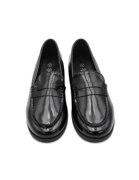 Zapatos castellanos niña colegio negros con antifaz vista superior