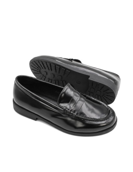 Zapatos castellanos niña colegio negros con suela de goma visible