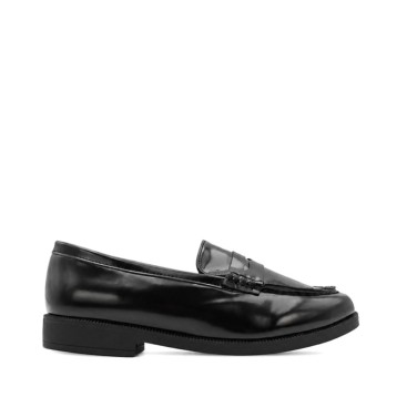 Zapatos castellanos niña colegio negros tipo florentín vista lateral