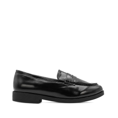 Zapatos castellanos niña colegio negros tipo florentín vista lateral