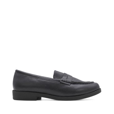Zapato mocasín niña azul marino vista lateral
