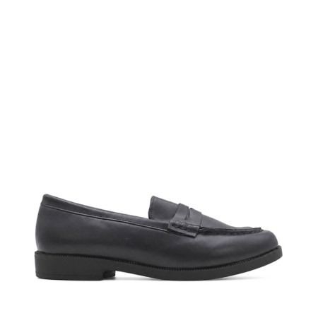 Zapato mocasín niña azul marino vista lateral