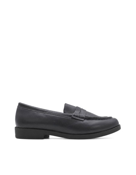 Zapato mocasín niña azul marino vista lateral