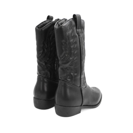 Botas cowboy niña negras vistas desde atrás con tirador lateral