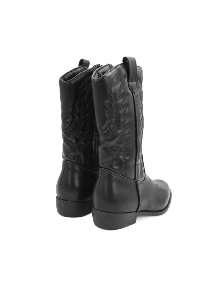 Botas cowboy niña negras vistas desde atrás con tirador lateral