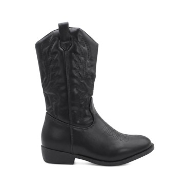 Botas cowboy niña negras de caña alta con bordados western