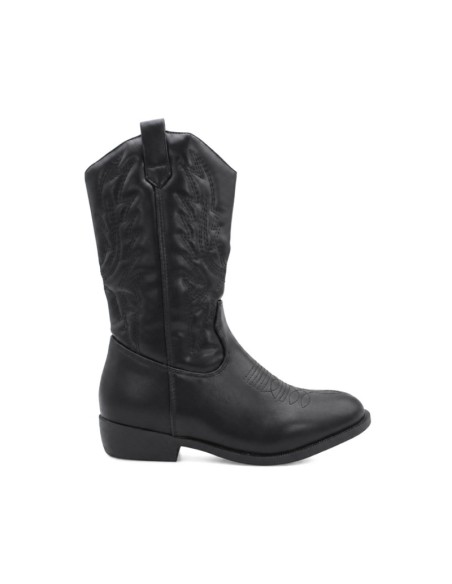 Botas cowboy niña negras de caña alta con bordados western