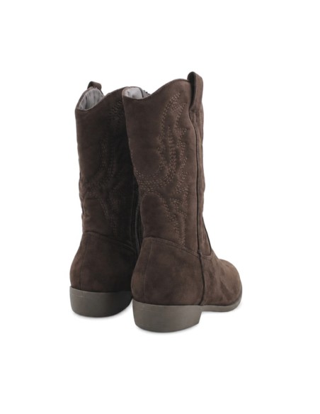 Botas cowboy marrones niña vistas de lado con tacón bajo