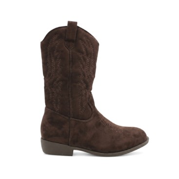 Botas cowboy marrones niña de caña alta con bordados western