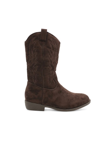 Botas cowboy marrones niña de caña alta con bordados western
