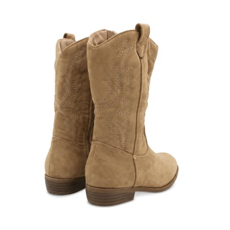 Botas vaqueras niña taupe con tacón bajo vistas traseras