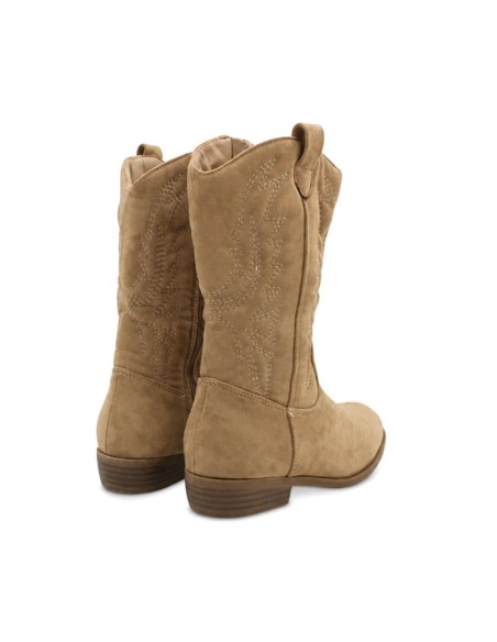 Botas vaqueras niña taupe con tacón bajo vistas traseras