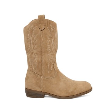Bota cowboy niña taupe de caña alta vista lateral