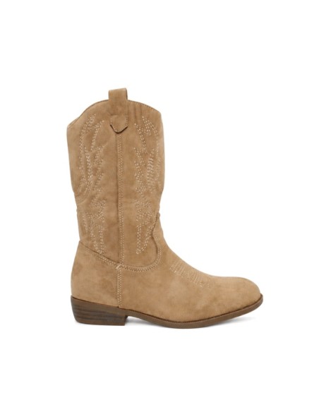 Bota cowboy niña taupe de caña alta vista lateral
