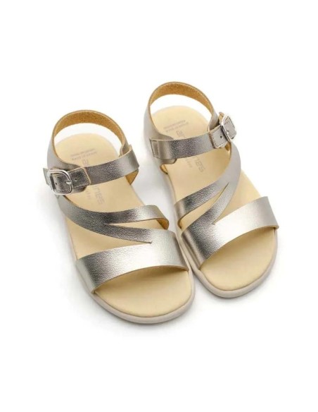 sandalias respetuosas niñas​ metalizada plomo