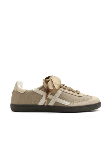 Sneaker Corina beige con lazo de raso mujer
