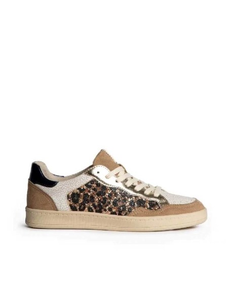 Zapatilla Corina leopardo glitter oro mujer