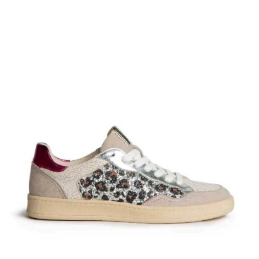 Zapatilla Corina leopardo glitter plata mujer