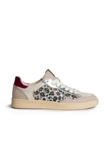 Zapatilla Corina leopardo glitter plata mujer