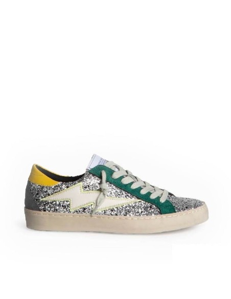 Zapatilla Corina glitter plata con rayo mujer