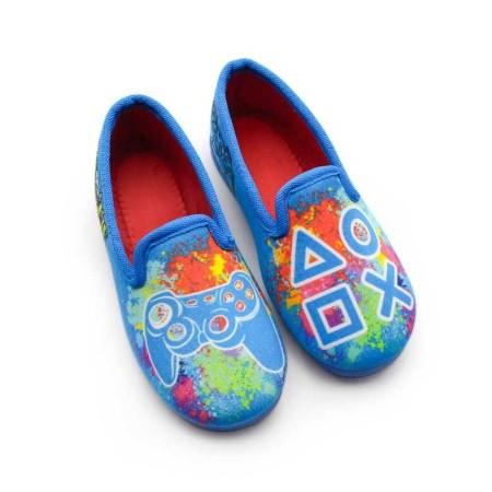 Zapatilla de casa azul cerrada gamer